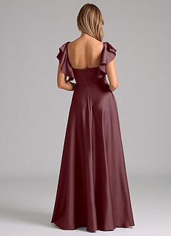 Azazie Leilani Bridesmaid Dresses Sangria A-Line Ruched Stretch Satin Dress image2
