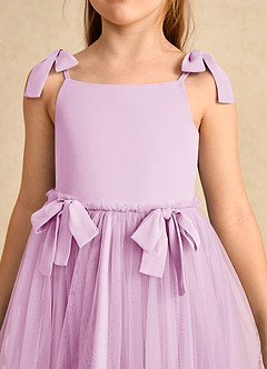 Azazie Jaci Blumenmädchenkleider A-Linie Spaghetti Riemen Chiffon Kleid Bonbonrosa image7