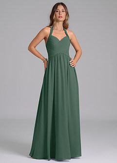 Azazie Darlyn Bridesmaid Dresses Sea Moss A-Line Pleated Chiffon Dress image4