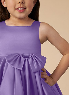 Azazie Bo Peep Flower Girl Dresses Tahiti A-Line Bow Matte Satin Dress image3