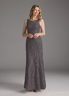 Azazie Whilhelmina Mother of the Bride Dresses Steel Grey Mermaid Lace Chiffon Dress image3