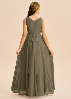 Azazie Mannie Junior Vestido de Verde Sauce de Gasa de Corte en A con Plisado image2