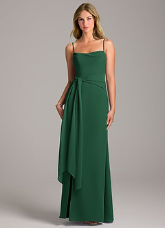 Azazie Tahlia Abiti da Damigella Abito A-Line in Chiffon Con Cintura Verde Scuro image5