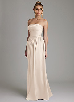 Azazie Zena Bridesmaid Dresses White Alabaster A-Line Strapless Stretch Satin Dress image5