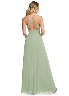Azazie Davis Bridesmaid Dresses Dusty Sage A-Line V-Neck Chiffon Dress image5