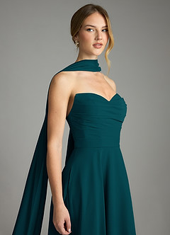 Azazie Ayla Abiti da Damigella Abito A-Line in Chiffon Scollo a Cuore Pino image7