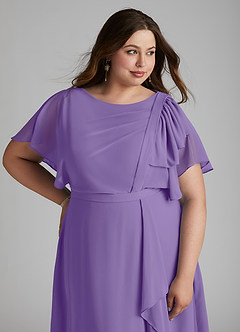 Azazie Aaliyah Abiti da damigella modesti Abito A-Line con Scollo a U a Pieghe Chiffon Floor-Length image11