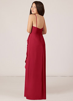 Azazie Kaylee Junior Scarlet A-Line with Belt Chiffon Dress image5