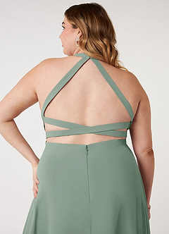 Azazie Clarice Robes de demoiselle d'honneur Robe Trapèze en Mousseline de soie Dos nu Sauge D'argent image10