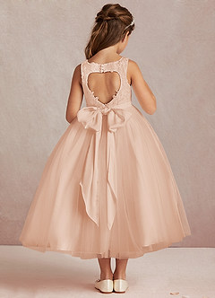Azazie Calla Abiti da Ragazza di Fiori Abito Principessa in Tulle Pizzo Rosa Inglese image3