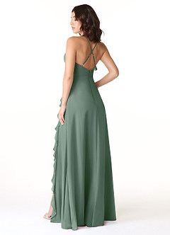 Azazie Tarni Bridesmaid Dresses Eucalyptus A-Line Chiffon Dress image2