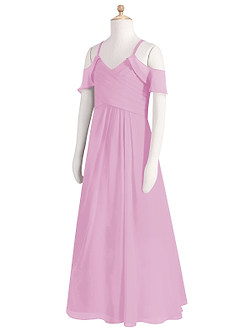 Azazie Dakota Junior Robe Trapèze en Mousseline de soie Épaule décolletée Rose Bonbon image8