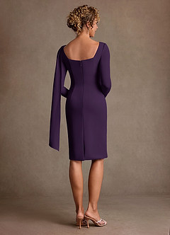 Azazie Merian Suknie dla Matki Panny Młodej Kolumna Pofałdowany Rozciągliwy Krep Długość do kolan Sukienka image2