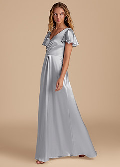 Azazie Soren Final Sale Auburn A-Line Pleated Metallic Satin Dress image4