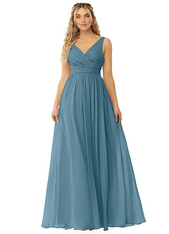 Azazie Kora Jurken voor bruidsmeisjes Jurk van Chiffon met A-Lijn Geplooid Bermuda image1