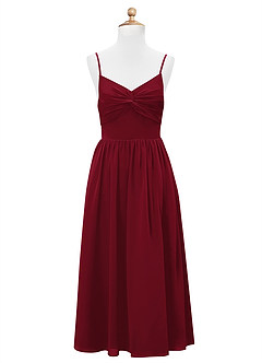 Azazie Zeya Junior Robe Trapèze en Mousseline de soie Bourgogne image7