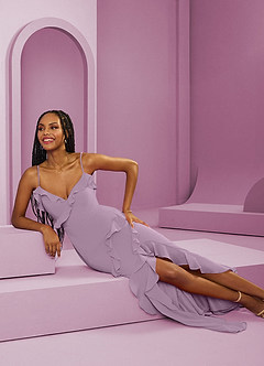 Barbie ♥ Azazie Bridesmaid Dresses Wisteria Sheath Chiffon Dress image8
