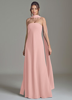 Azazie Ilana Robes de demoiselle d'honneur Robe Trapèze en Mousseline de soie Bustier Rose Poudré image3