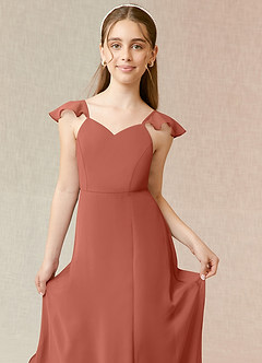 Azazie Everett Junior Clay A-Line Chiffon Dress image5