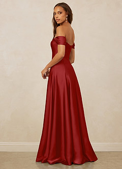 Christian Siriano Bridal for Azazie 1002 Bridesmaid Dresses Pomegranate A-Line Off the Shoulder Stretch Satin Convertible Dress image3