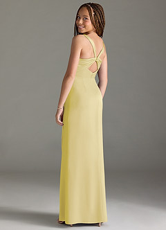 Azazie Mero Junior Lemon Sorbet Mermaid Pleated Stretch Satin Dress image2