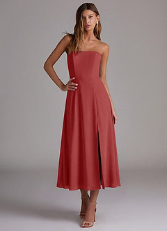 Azazie Wren Bridesmaid Dresses Rust A-Line Strapless Chiffon Dress image4