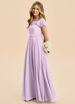 Azazie Cady Junior Linia A Pofałdowany Szyfon Długość podłogi Młodsza druhna Sukienka image7