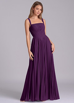 Azazie Mina Robes de demoiselle d'honneur Robe Trapèze en Mousseline de soie Plissée Grain De Raisin image5