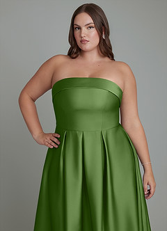 Azazie Lucienne Bridesmaid Dresses Basil A-Line Strapless Stretch Satin Convertible Dress image13