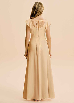 Azazie Bondi Junior Vestido de Oro de Satén Elástico de Corte en A con Corte Lateral image2