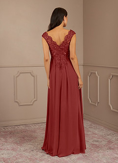 Azazie Amethyst Mother of the Bride Dresses Rust A-Line V-Neck Sequins Chiffon Dress image6
