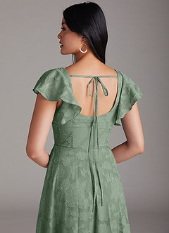 Azazie Bondi Bridesmaid Dresses Matcha A-Line Side Slit Floral Burnout Dress image5