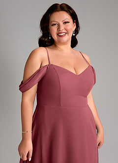 Azazie Marley Bridesmaid Dresses Merlot A-Line Off the Shoulder Chiffon Convertible Dress image16