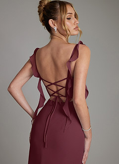 Azazie Jessamine Bridesmaid Dresses Cabernet Mermaid Corset Chiffon Dress image2