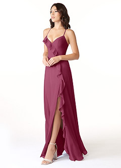 Azazie Tarni Bridesmaid Dresses Mulberry A-Line Chiffon Dress image3