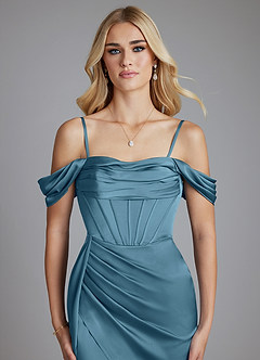 Azazie Amyra Bridesmaid Dresses Bermuda Mermaid Off the Shoulder Stretch Satin Convertible Dress image3