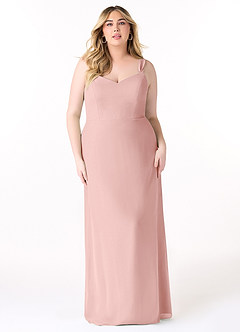 Azazie Denice Bridesmaid Dresses Powder Pink Sheath Pleated Chiffon Dress image9