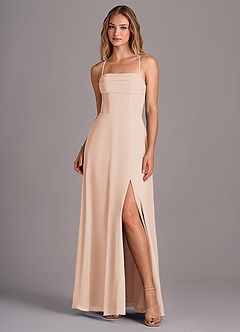 Azazie Carolyn Bridesmaid Dresses English Rose A-Line Pleated Chiffon Dress image1
