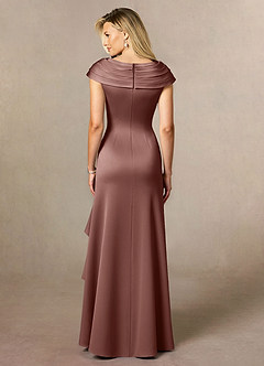 Azazie Anderson Mère de la mariée Robes Robe Trapèze en Satin extensible Plissée Expresso image2