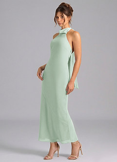 Azazie Velli Abiti da Damigella Abito Sirena in Chiffon Collo Alto Agave image1