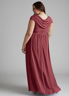 Azazie Organa Abiti da Damigella Abito A-Line in Chiffon Plissettato Merlot image10