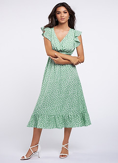 Hello Sweetheart Mint Green Print Flutter Sleeve Maxi Dress image3