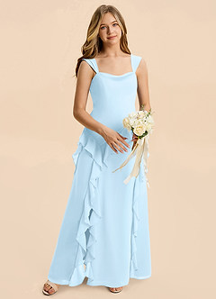 Azazie Sloane Junior Sky Blue A-Line Sweetheart Neckline Chiffon Dress image3
