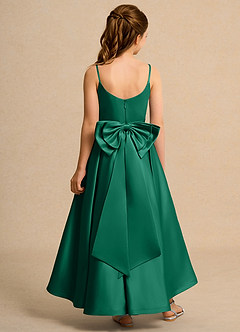 Azazie Sweets Junior Formal Blumenmädchenkleider A-Linie Plissee Matte Satin Kleid Smaragd image2
