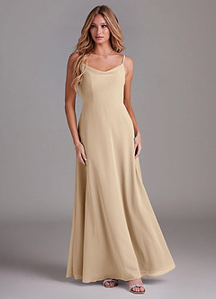 Azazie Daenerys Bridesmaid Dresses Champagne A-Line Cowl Chiffon Dress image3