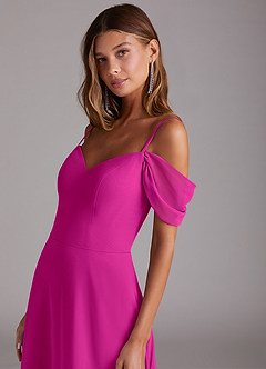 Azazie Marley Bridesmaid Dresses Fuchsia A-Line Off the Shoulder Chiffon Convertible Dress image8