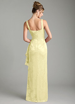 Azazie Veronica Bridesmaid Dresses Lemon Sorbet Mermaid Pleated Floral Jacquard Burnout Dress image2