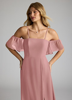 Azazie Sue Bridesmaid Dresses Dusty Rose A-Line Off the Shoulder Chiffon Convertible Dress image2