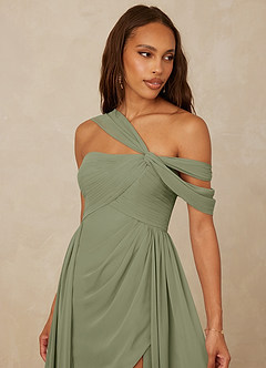Christian Siriano Bridal for Azazie 1014 Bridesmaid Dresses Pistachio A-Line Off the Shoulder Chiffon Dress image7