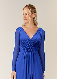 Azazie Teraso Mother of the Bride Dresses Royal Blue A-Line Pleated Mesh Dress image4